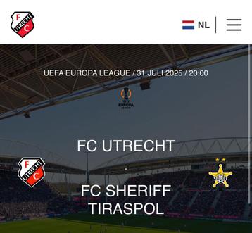 5 x kaartjes voor FC Utrecht Europa League 31/07/25 beschikbaar voor biedingen