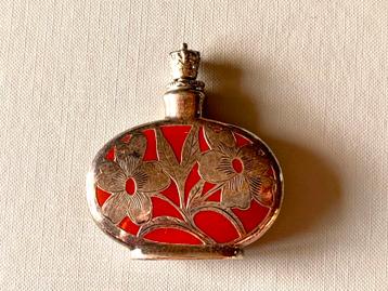 Antiek Duits porselein met zilveren parfumflesje Art Nouveau beschikbaar voor biedingen