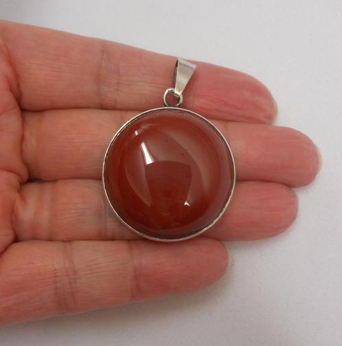 Zilveren hanger met grote steen nr.861, Sieraden, Tassen en Uiterlijk, Kettinghangers, Zo goed als nieuw, Zilver, Zilver, Overige voorstellingen