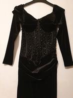 Elegante zwarte velvet jurk - Maat S - Ophalen in den haag., Kleding | Dames, Jurken, Ophalen, Zwart, Maat 36 (S), Gedragen