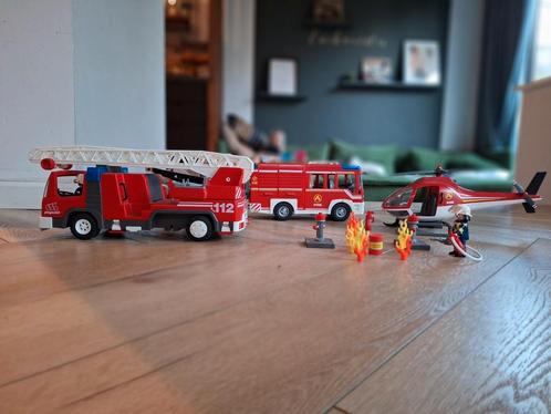 Brandweerauto's en helikopter van Playmobil, Kinderen en Baby's, Speelgoed | Speelgoedvoertuigen, Gebruikt, Ophalen