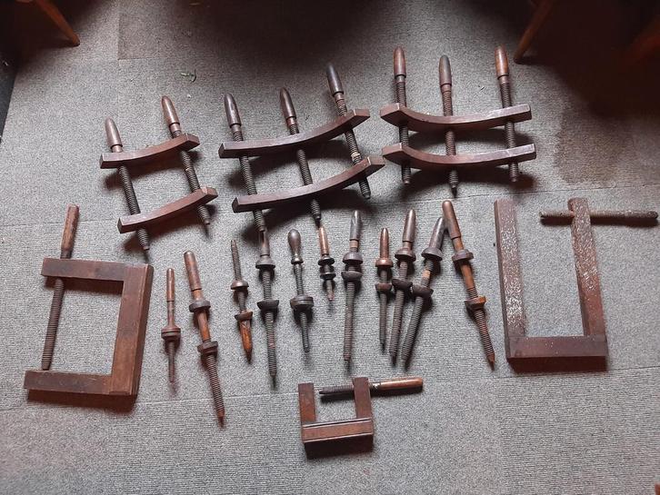 *Antieke houten lijmtangen & schroefspindels – houtbewerking, Antiek en Kunst, Antiek | Gereedschap en Instrumenten, Ophalen of Verzenden