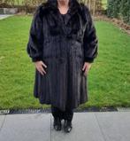 Lange nerts / vison bontmantel (48), Ophalen of Verzenden, Gedragen, Maat 46/48 (XL) of groter, Zwart