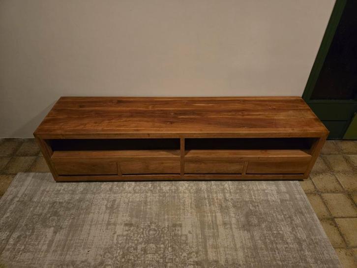 Teak TV Meubel - Lichte Schade, Huis en Inrichting, Kasten | Televisiemeubels, Gebruikt, Minder dan 100 cm, 150 tot 200 cm, 25 tot 50 cm
