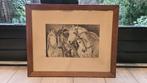 Tekening 4 paarden, Antiek en Kunst, Ophalen