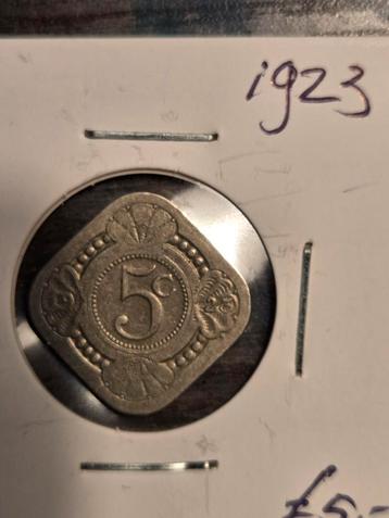 Zeldzame 5 Cent 1923 - Wilhelmina beschikbaar voor biedingen