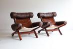 Midcentury loungestoel vintage design Arne Norell jaren 60, Ophalen, Zo goed als nieuw, Leer, Minder dan 50 cm