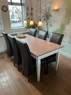 Donkerbruin lederlook. Houten poten, Huis en Inrichting, Stoelen, Ophalen, Bruin, Leer, Zo goed als nieuw