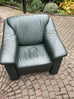 Groene Leren Fauteuil, Huis en Inrichting, Fauteuils, Ophalen of Verzenden, Gebruikt, Leer, 75 tot 100 cm