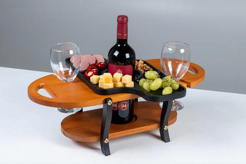 Luxe Houten Serveerplank met Flessenhouder Stijlvol & Prakti, Huis en Inrichting, Woonaccessoires | Wijnrekken, Nieuw, Minder dan 50 cm