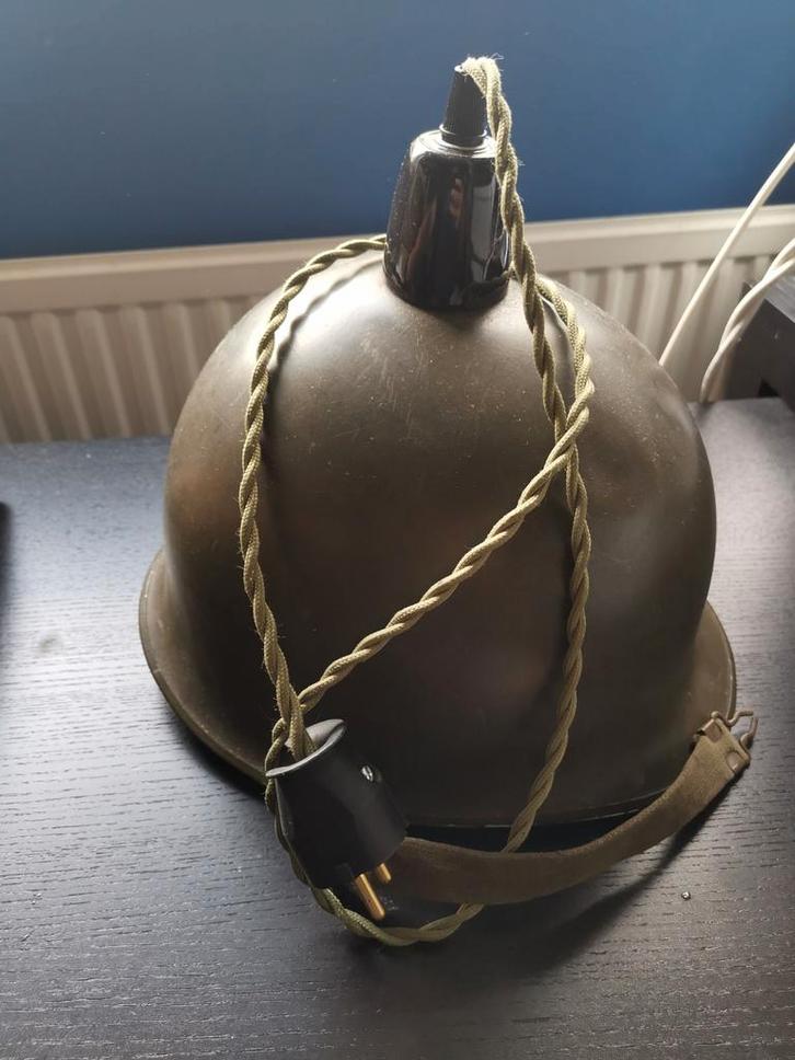 Helm Lamp - Industrieel Design, Huis en Inrichting, Lampen | Hanglampen, Gebruikt, Minder dan 50 cm, Metaal, Ophalen of Verzenden