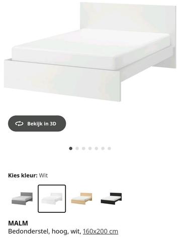 Malm Ikea Wit 2-persoonsbed 160x200 (beschadigd) beschikbaar voor biedingen