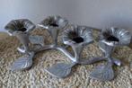 Vintage metalen kandelaars bloemen Morning Glory, Huis en Inrichting, Woonaccessoires | Kandelaars en Kaarsen, Gebruikt, Ophalen of Verzenden