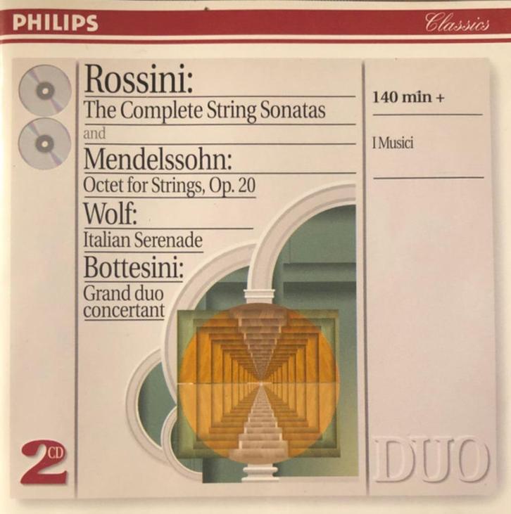 ROSSINI Complete string sonatas 2 - CD I MUSICI PHILIPS DUO, Cd's en Dvd's, Cd's | Klassiek, Zo goed als nieuw, Kamermuziek, Romantiek