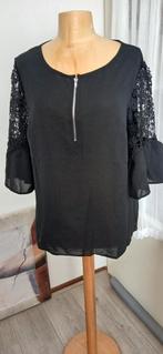 Leuke zwarte blouse met kant mt 44 46, Ophalen of Verzenden, Nieuw, Maat 42/44 (L), Zwart