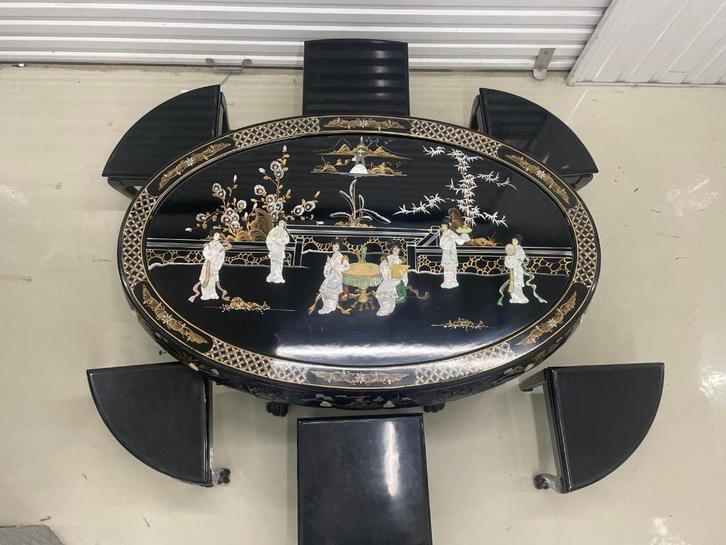 Chinese Salontafel (incl. 6 krukjes), Huis en Inrichting, Tafels | Salontafels, Zo goed als nieuw, 50 tot 75 cm, 50 tot 100 cm