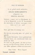 Kerckhoffs Jules 1917 Heythuisen 1958 Maastricht, Ophalen of Verzenden, Bidprentje