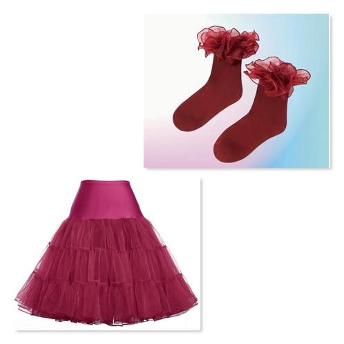 PETTICOAT en Ruffle SOKJES in prachtige kleur BURGUNDY., Kleding | Dames, Gelegenheidskleding, Nieuw, Overige typen, Overige kleuren