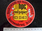 sticker haarlemsche oud papier centrale logo HPC de liede, Verzenden, Zo goed als nieuw, Bedrijf of Vereniging
