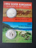 1994 + 1999 Australia Kangaroo in Blister 2x 1 Oz silver BU, Ophalen of Verzenden, Zilver