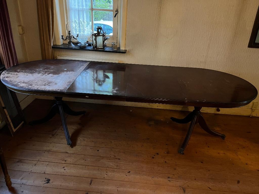 antieke tafel uitschuifbaar mahoniehout 100b x 162-216-270 l, Ophalen
