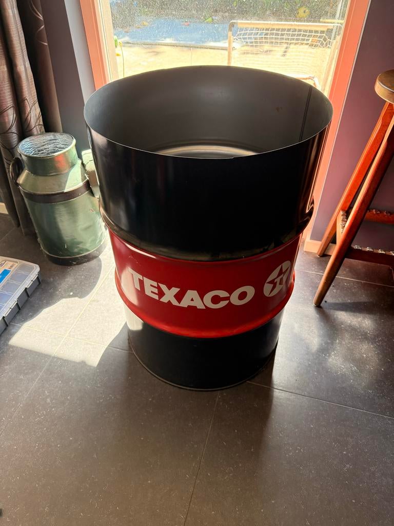 Decoratieve Olievat Zonder Deksel - Texaco Design, Ophalen of Verzenden, Metaal, Industrieel, Gebruikt