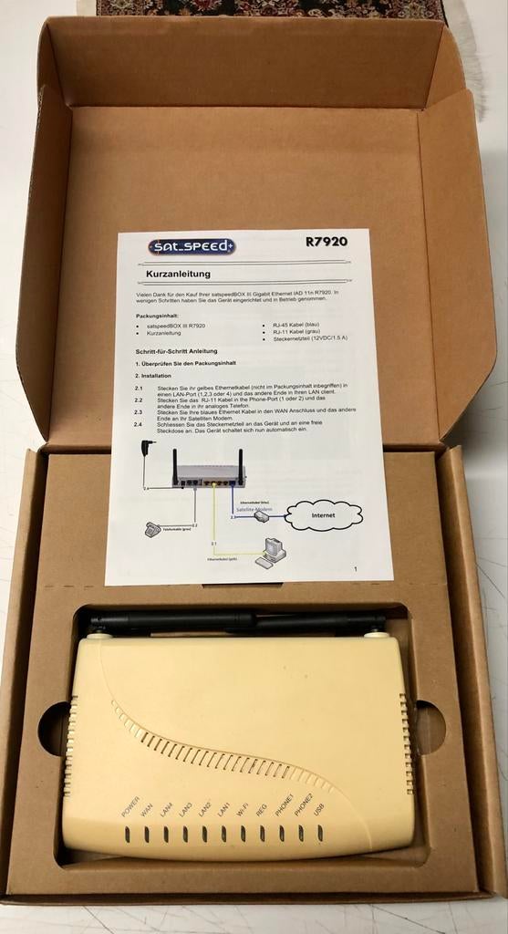 Sat_speed+ R7920 WiFi router met 2 telefonie aansluitingen, Computers en Software, Routers en Modems, Ophalen of Verzenden, Gebruikt