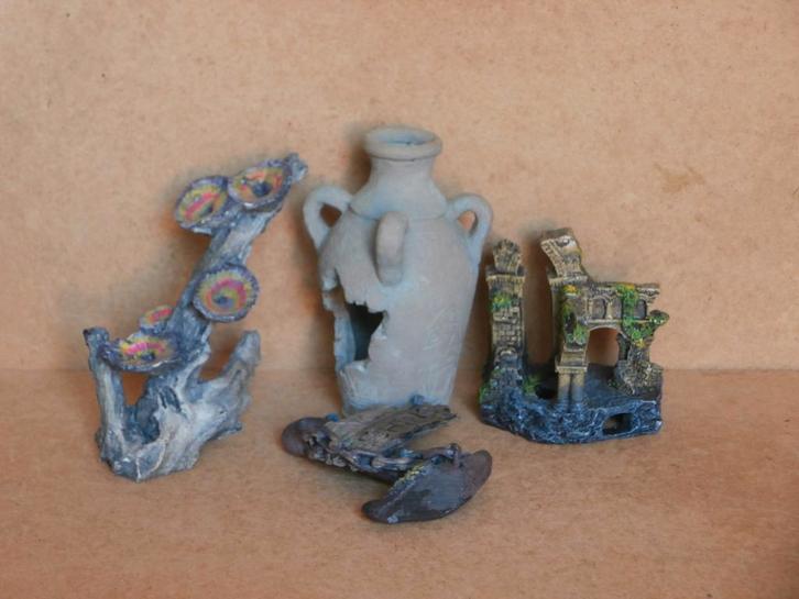 Aquarium items Amphora vaasje ruïne boomstronk scheepsanker, Dieren en Toebehoren, Vissen | Aquaria en Toebehoren, Zo goed als nieuw