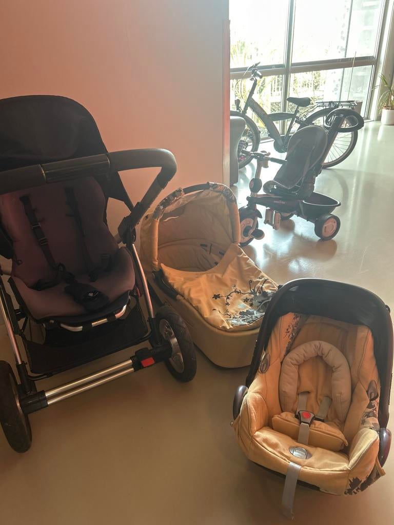 Babywagen met reiswieg en autostoeltje, Kinderen en Baby's, Kinderwagens en Combinaties, Ophalen, Gebruikt, Combiwagen, Met autostoeltje