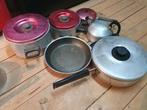 6-delige Aluminium pannenset in prima staat, gas+elektra, op, Ophalen of Verzenden, Aluminium, Pannenset, Keramische plaat