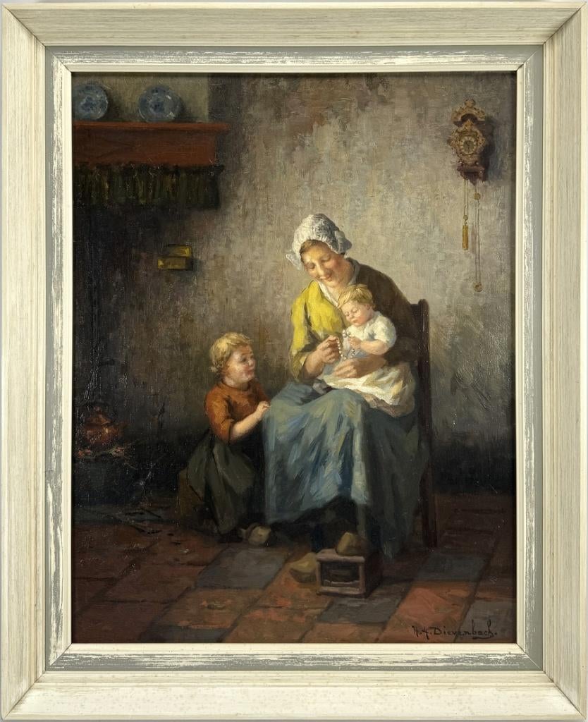 1064. Olieverfschilderij, H. Dievenbach - 20e eeuw, Antiek en Kunst, Ophalen of Verzenden