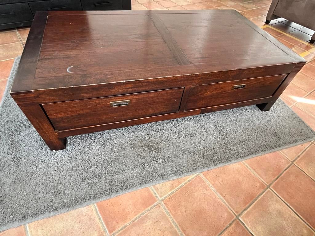 Koloniaal salontafel 2 laden, Ophalen, Gebruikt, Overige materialen, 100 tot 150 cm