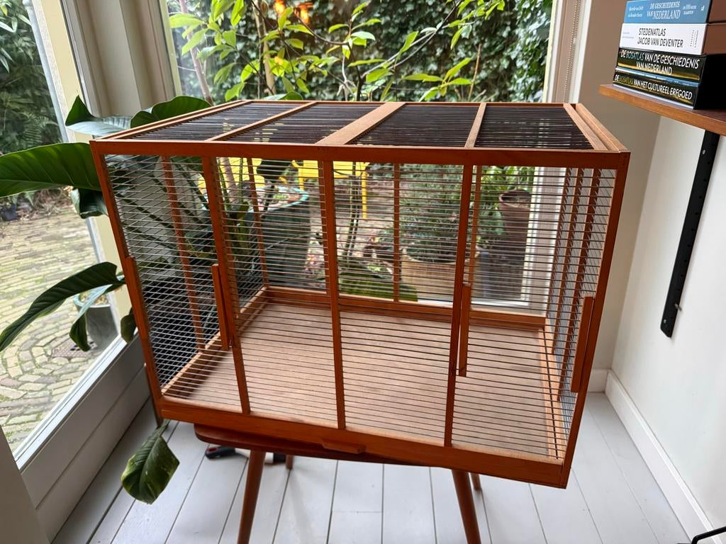 Mooie vogelkooi voor o.a. parkiet, vintage stijl, Ophalen, Zo goed als nieuw, Hout, Vogelkooi