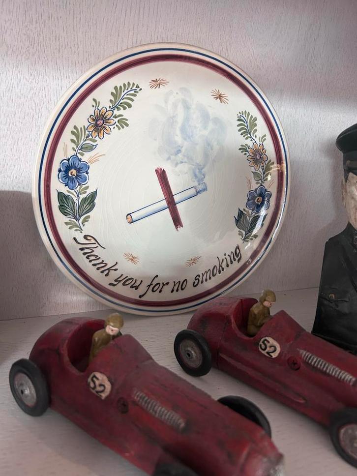 Decoratief bord "Thank you for no smoking" - Regina, Antiek en Kunst, Antiek | Wandborden en Tegels, Ophalen of Verzenden