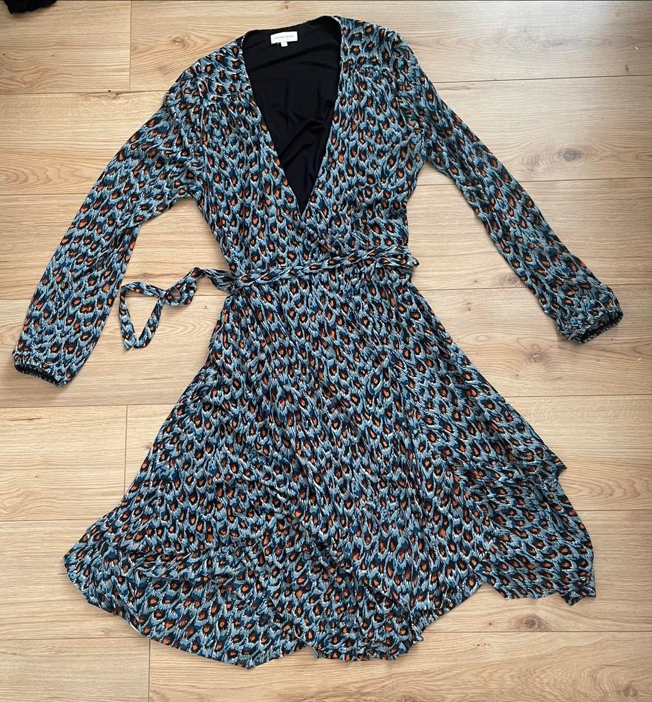 Fabienne Chapot Natasja Frill Jurk - Maat L, Blauw, Maat 42/44 (L), Ophalen of Verzenden, Zo goed als nieuw