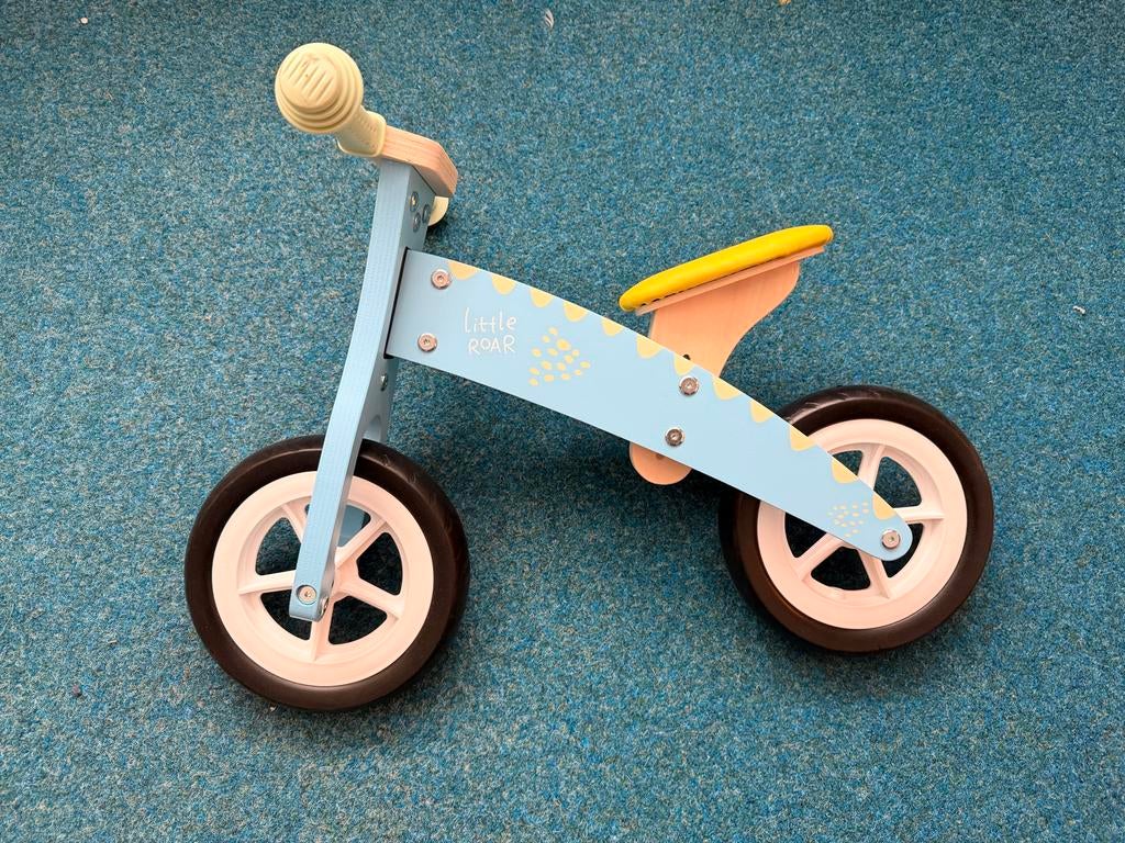 Houten loopfietsje blauw met geel, Ophalen, Nieuw, Loopfiets