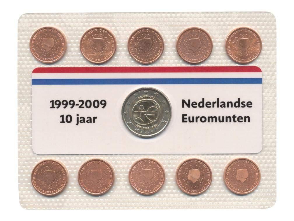 Nederland 2 Euro(cent)-set 2009 10 jaar Nederlandse Euromunt