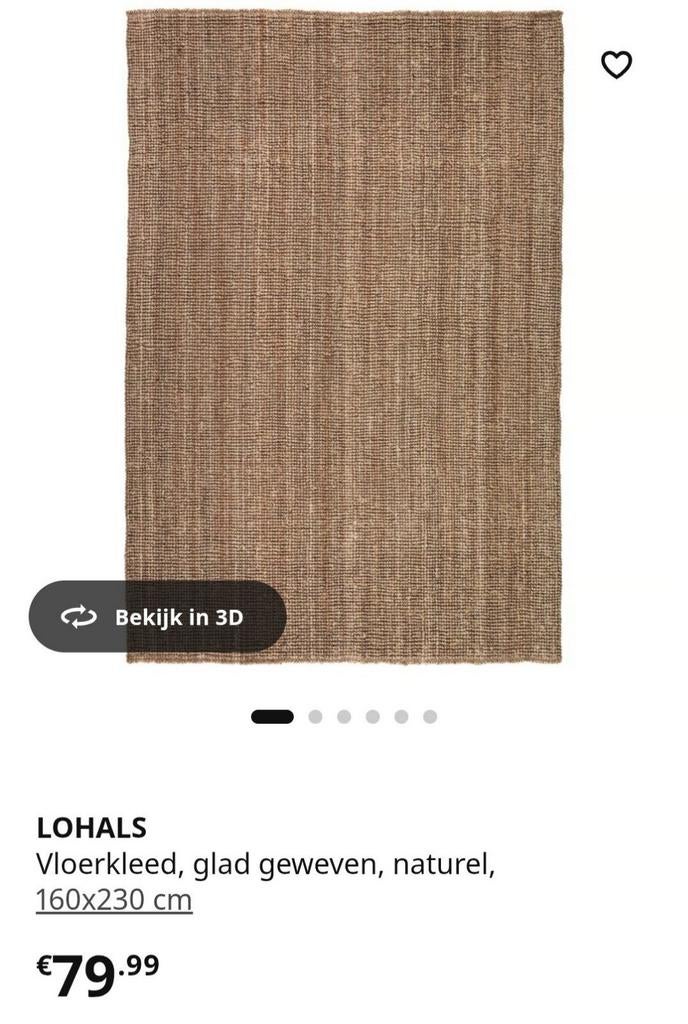 Ikea LOHALS Vloerkleed, naturel, 160x230 cm, Huis en Inrichting, Ophalen, Rechthoekig, 200 cm of meer, 150 tot 200 cm