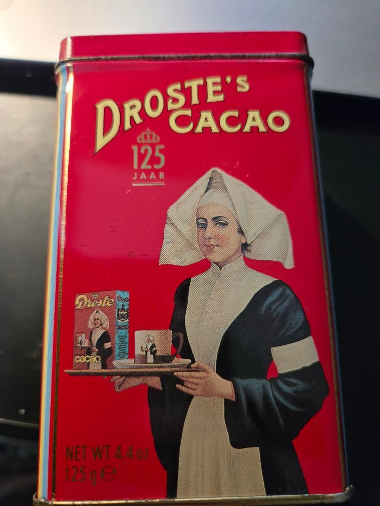 Droste jubileum blik 125 jaar  (1863 - 1985)., Verzamelen, Blikken, Ophalen, Gebruikt, Overige, Droste