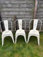 3 stoelen van metaal/ijzer, Huis en Inrichting, Stoelen, Ophalen, Gebruikt, Drie, Wit