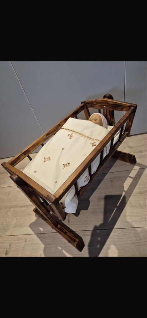 Vintage Poppenwieg - Houten Wiegje voor Poppen, Ophalen, Gebruikt, Toebehoren