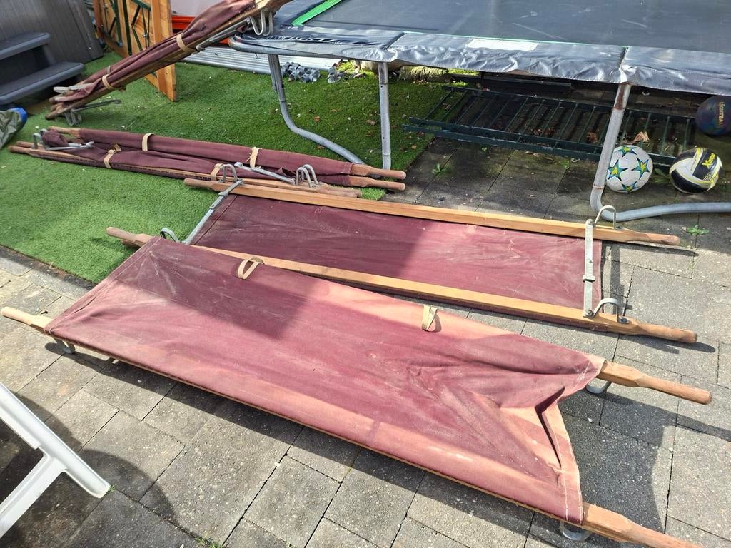 5 Vintage Leger Brancards / Veldbedden - Teab, Ophalen, Landmacht, Nederland