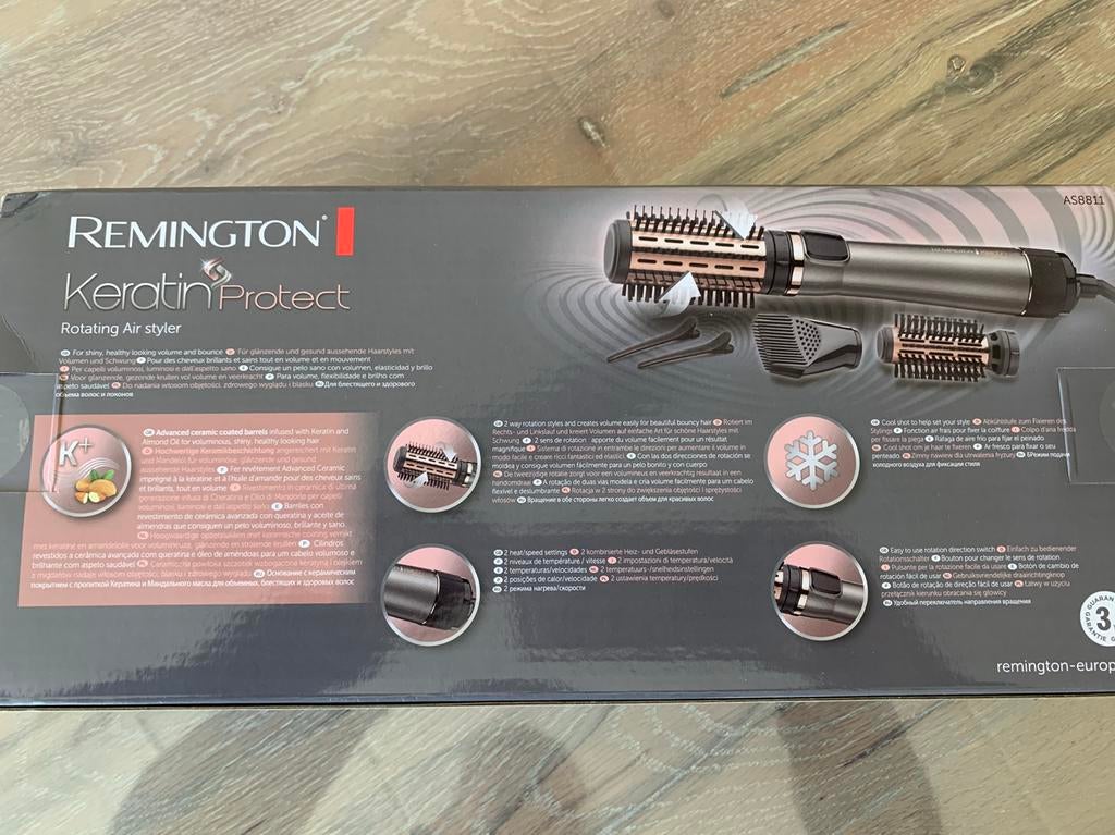 Remington roterende krulborstel met keratine  protect ZGAN, Ophalen of Verzenden, Zo goed als nieuw, Krultang of Stijltang