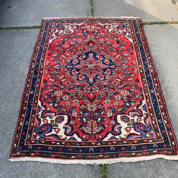 Vintage Perzisch tapijt, rood met bloemmotief 110x155, Huis en Inrichting, Stoffering | Tapijten en Kleden, Gebruikt, 100 tot 150 cm
