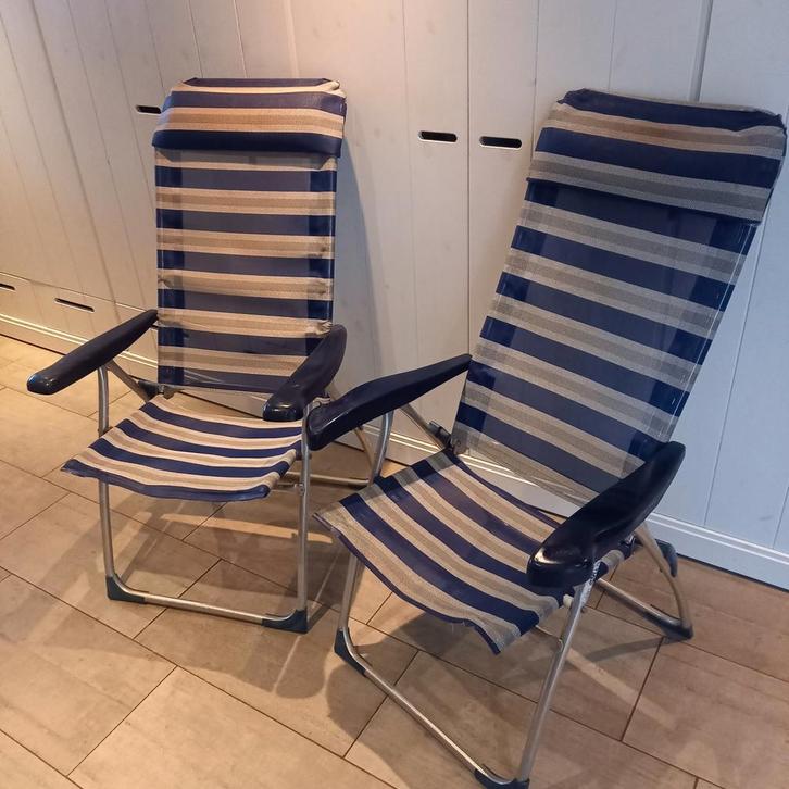 2 Crespo relaxstoelen met voetensteun - lichtgewicht, Caravans en Kamperen, Kampeermeubelen, Gebruikt, Campingstoel, Ophalen
