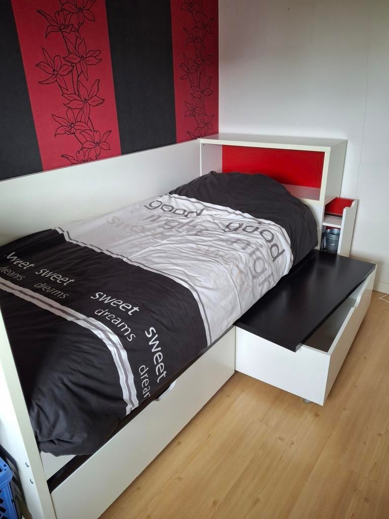 Ikea bed met opbergboxen, Ophalen, Gebruikt, 90 cm, Eenpersoons