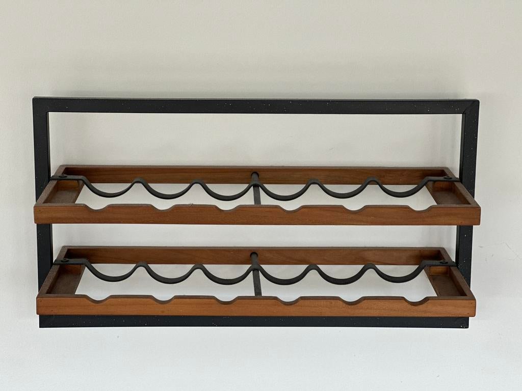 d-Bodhi Winemate wijnrek (teakhout & metaal) 12 flessen, 5 tot 15 flessen, Ophalen of Verzenden, Zo goed als nieuw, 75 cm of meer