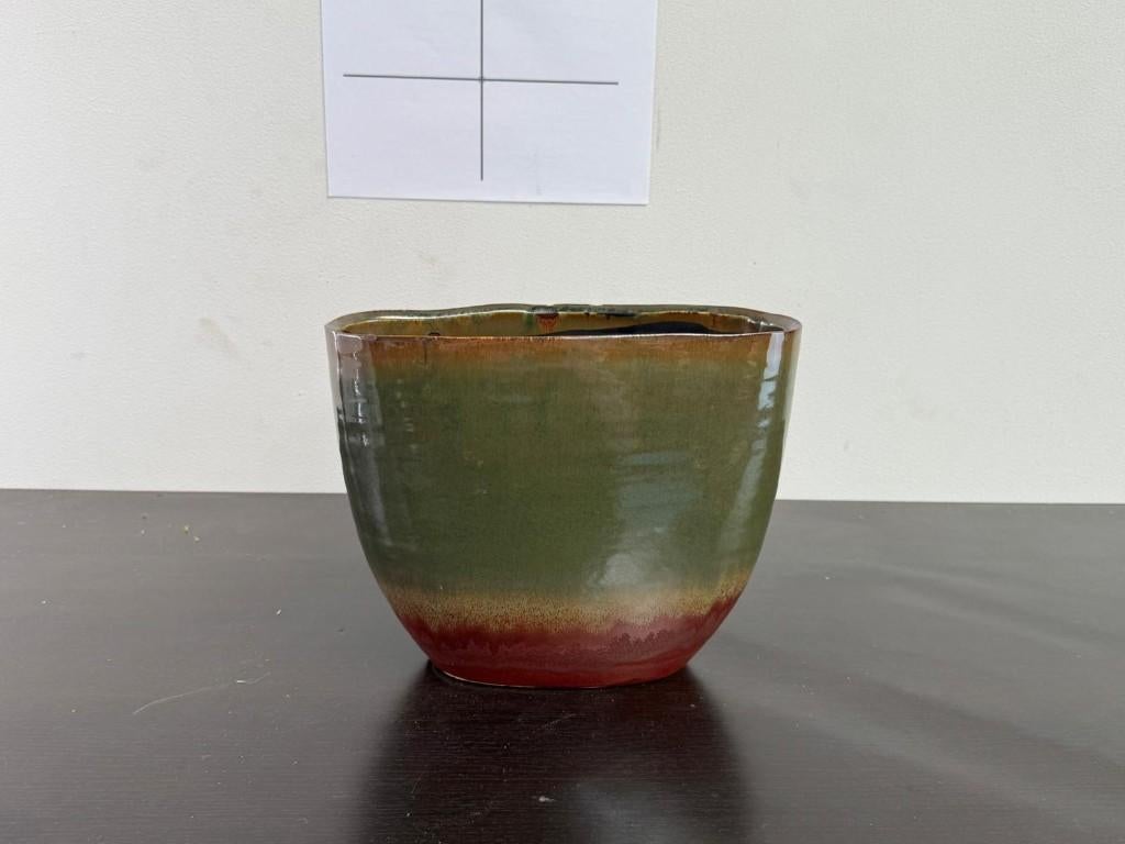 Bloempot Schaalvormige Groen/Rood, Tuin en Terras, Bloempotten, Rond, Binnen, Ophalen of Verzenden, Zo goed als nieuw