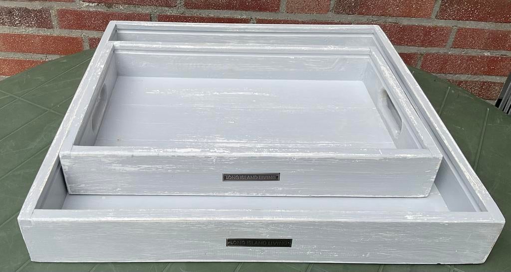 Long Island Living, 2 nieuwe dienbladen, greywash, beachlook, Ophalen, Nieuw, Rechthoekig, Hout