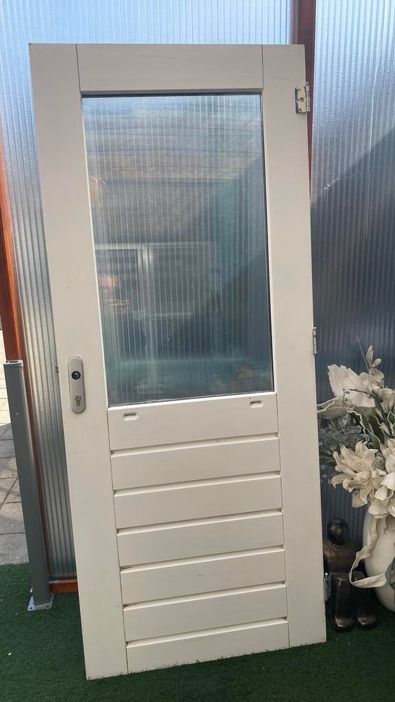 83x200 zgan buiten dubbelglas deur, Ophalen, Zo goed als nieuw, Binnendeur, 200 tot 215 cm